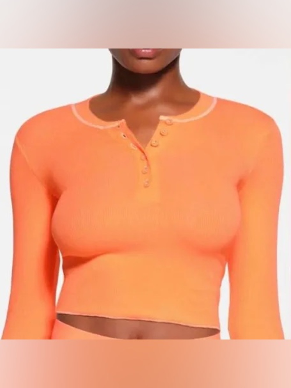 Skims cotton ribbed long sleeve henley